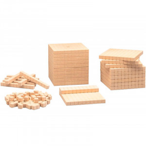 Base 10 de madera reciclada RE-Wood - Sistema Decimal con 121 piezas color natural