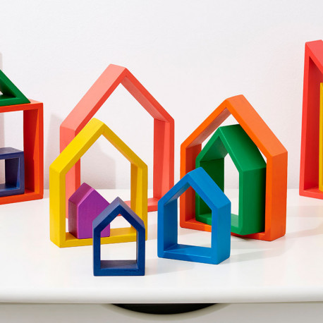Set arquitectònic de cases colors Arc de Sant Martí - 7 peces de fusta