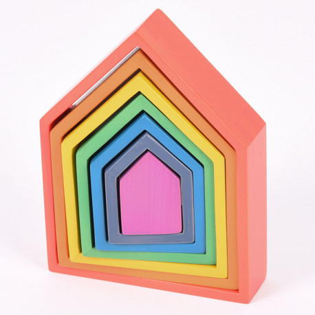 Set arquitectònic de cases colors Arc de Sant Martí - 7 peces de fusta