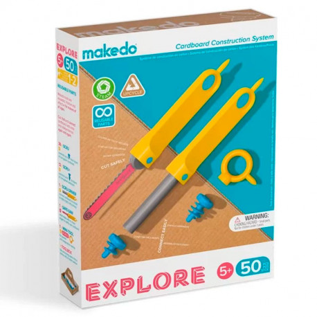 makedo EXPLORE - sistema creativo de construcción de cartón - 50 piezas