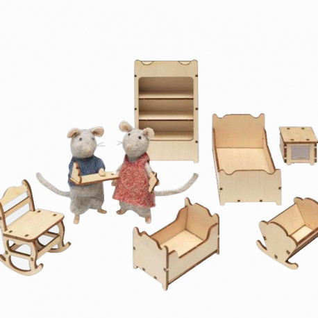 Kit muebles de madera Habitación Infantil DIY para La casa de los Ratones