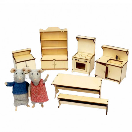 Kit muebles de madera Cocina DIY para La casa de los Ratones