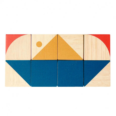 Cubos de patrones geométricos de madera