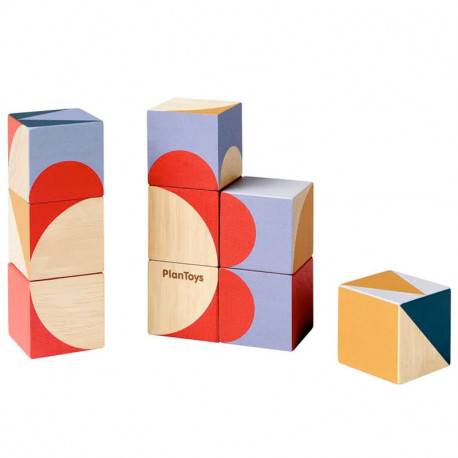 Cubos de patrones geométricos de madera