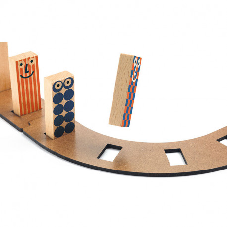 Zig & Go JUNIOR Racer - Juego de madera de construcción y reacción en cadena 51 piezas