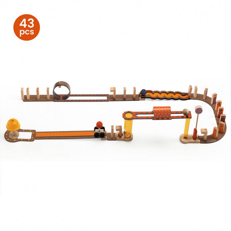 Zig & Go JUNIOR Magic - Juego de madera de construcción y reacción en cadena 43 piezas