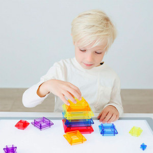 Pirámide encajable translúcida Miniland - juego de construcción tridimensional