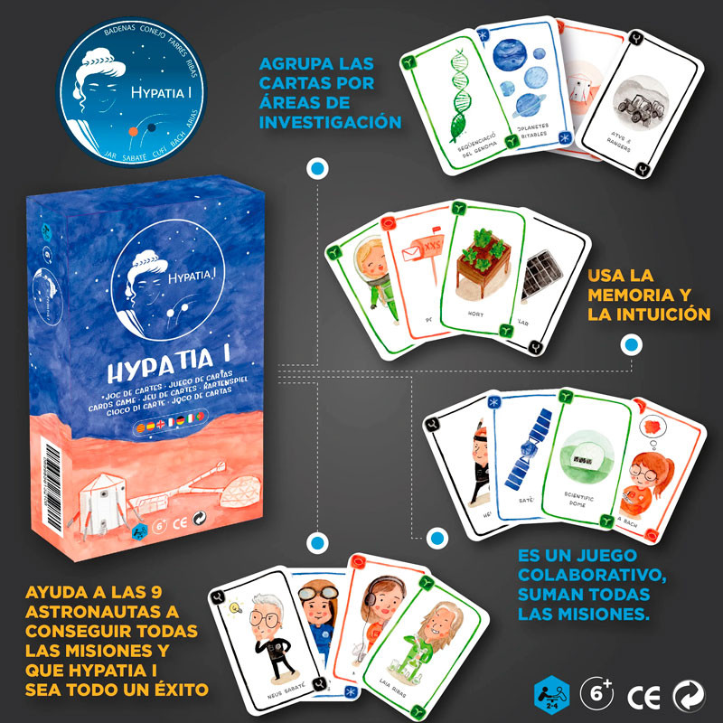 Hypatia I - juego de cartas de Lastuf Games para 2-4 astronautas