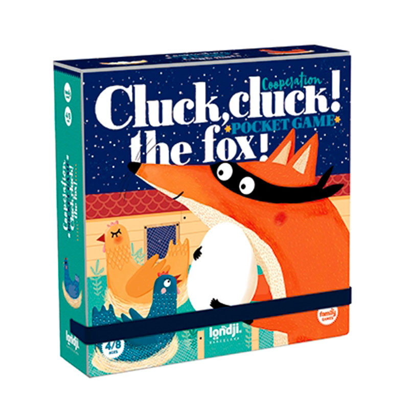 Pocket Game Cluck, Cluck! The Fox! (versión mini) - juego cooperativo familiar para 2-8 jugadores