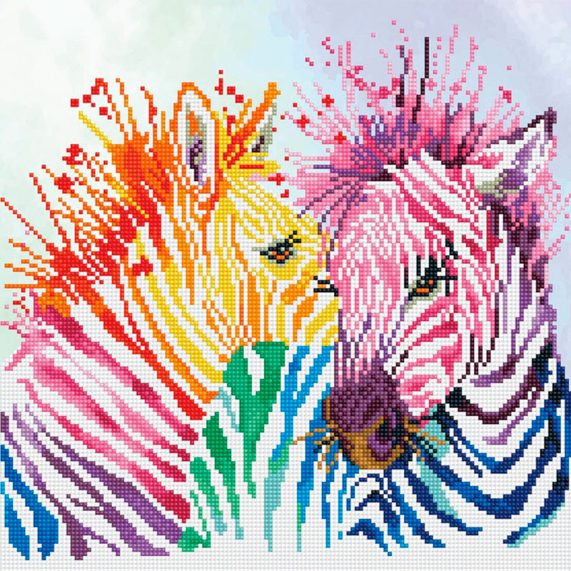 Pintar con diamantes Diamond Dotz - Rainbow Zebras