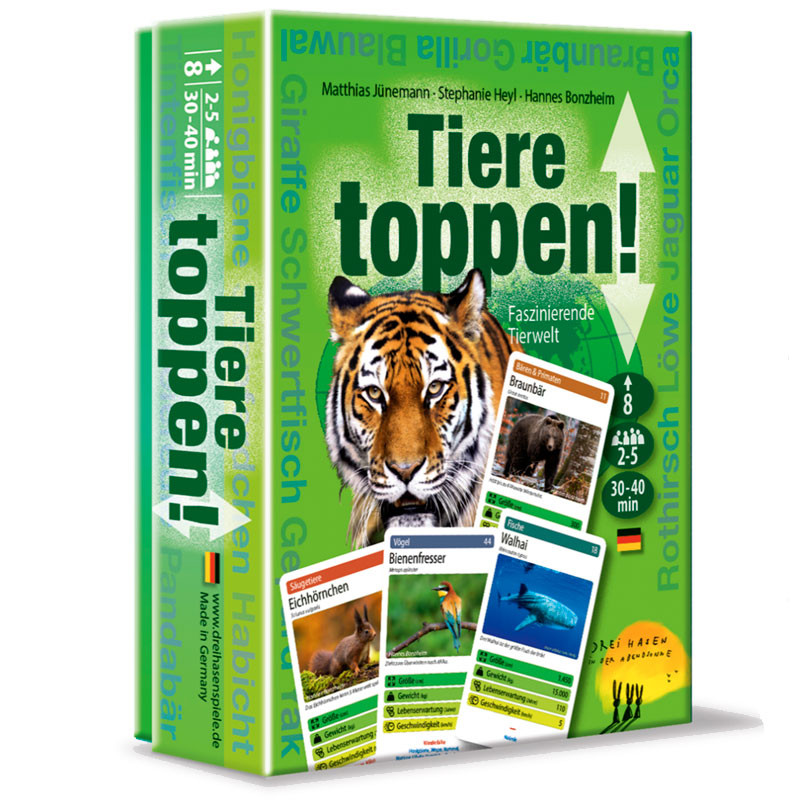 Tiere Toppen! Animales Rivales - Juego de conocimientos de fauna para 2-5 jugadores (alemán)