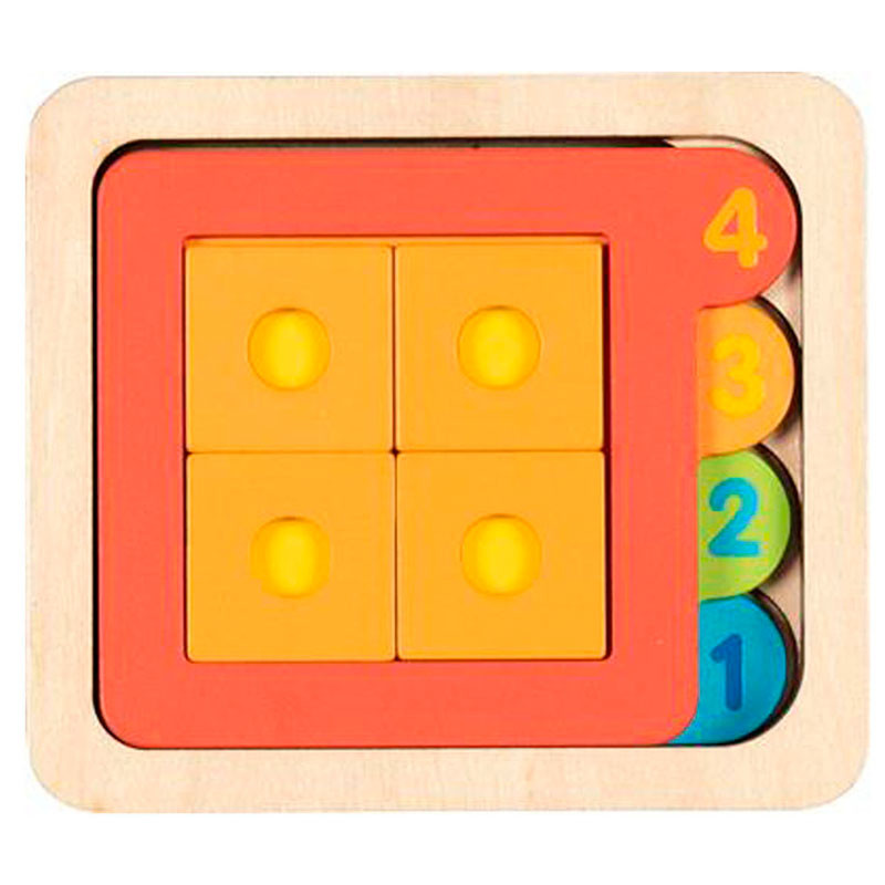 Puzzle de números y 4 capas de madera