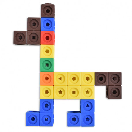 Cubs encaixables matemàtics amb formes geomètriques 2x2cm en 10 colors - 100 o..