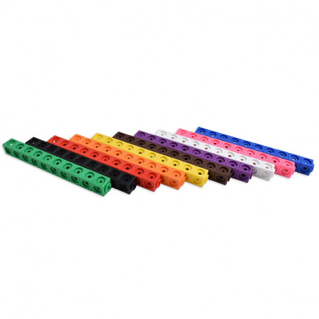 Cubs encaixables matemàtics amb formes geomètriques 2x2cm en 10 colors - 100 o..