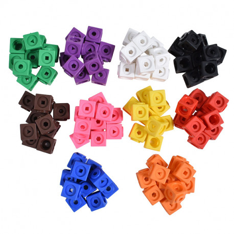 Cubs encaixables matemàtics amb formes geomètriques 2x2cm en 10 colors - 100 o..