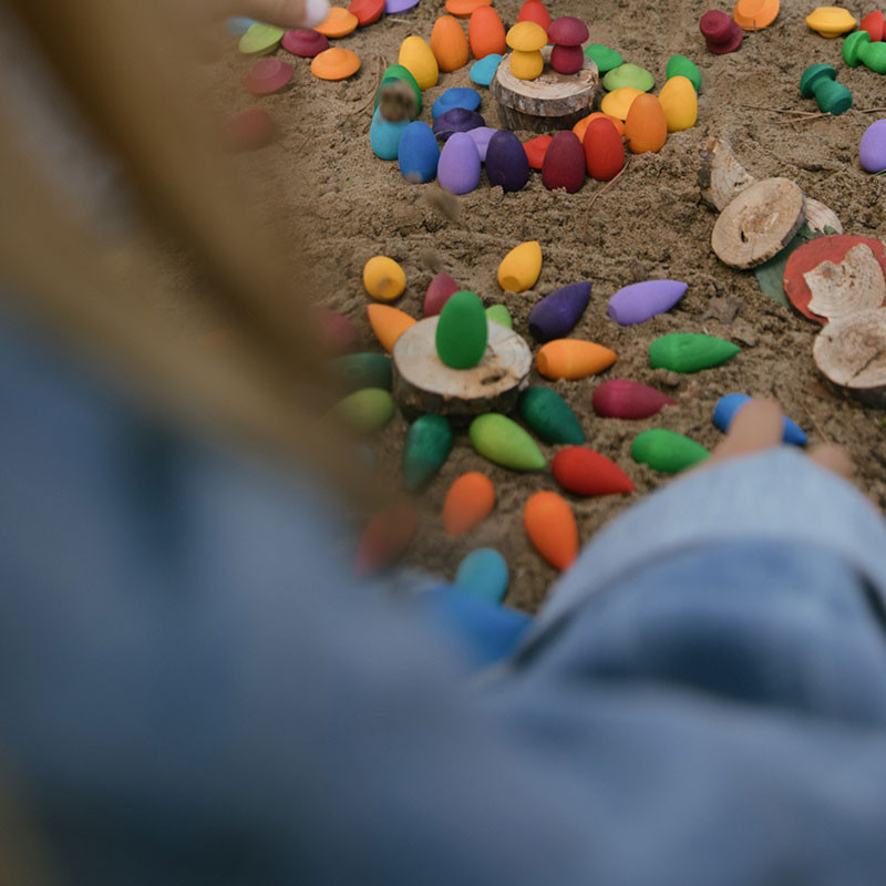 36 peces de fusta per a mandalas - Floc de Neu Arc de Sant Martí