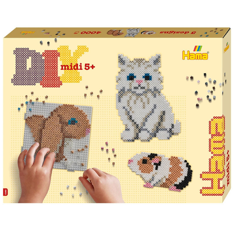 Caja regalo Mascotas Adorables DIY - 4000 perlas Hama MIDI