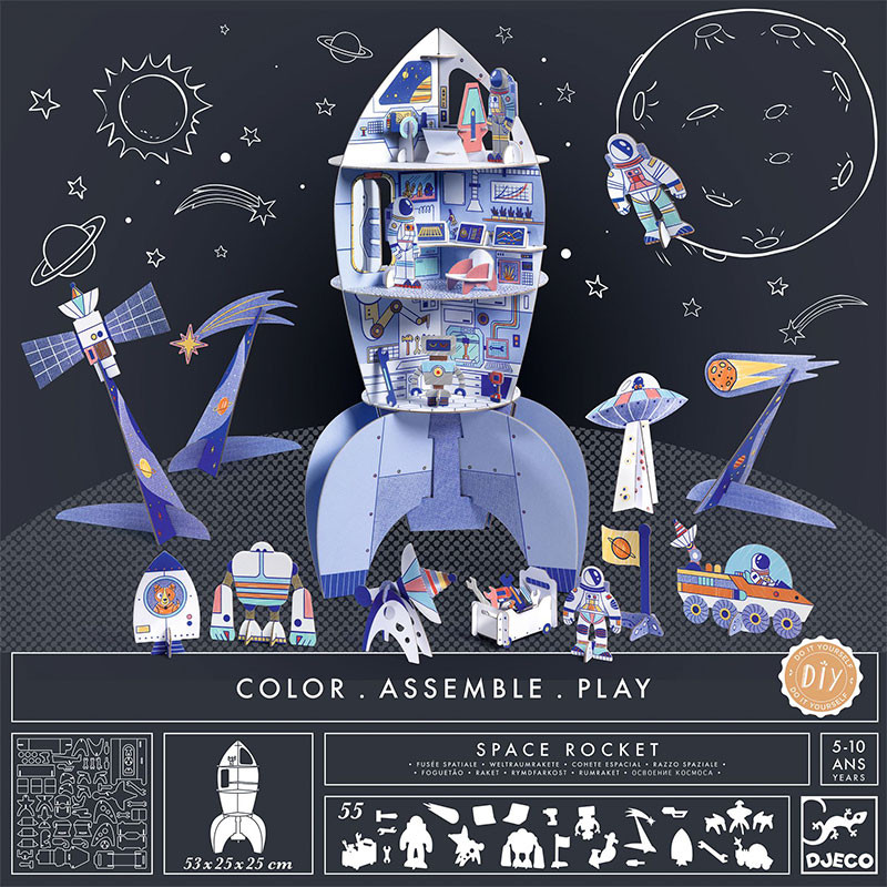 Cohete Espacial Do It Yourself para colorear, construir y jugar - 55 piezas