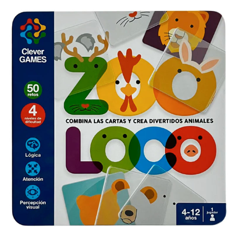 ZOOLOCO joc de 50 reptes en caixa de metall per a 1 jugador - Clever Games