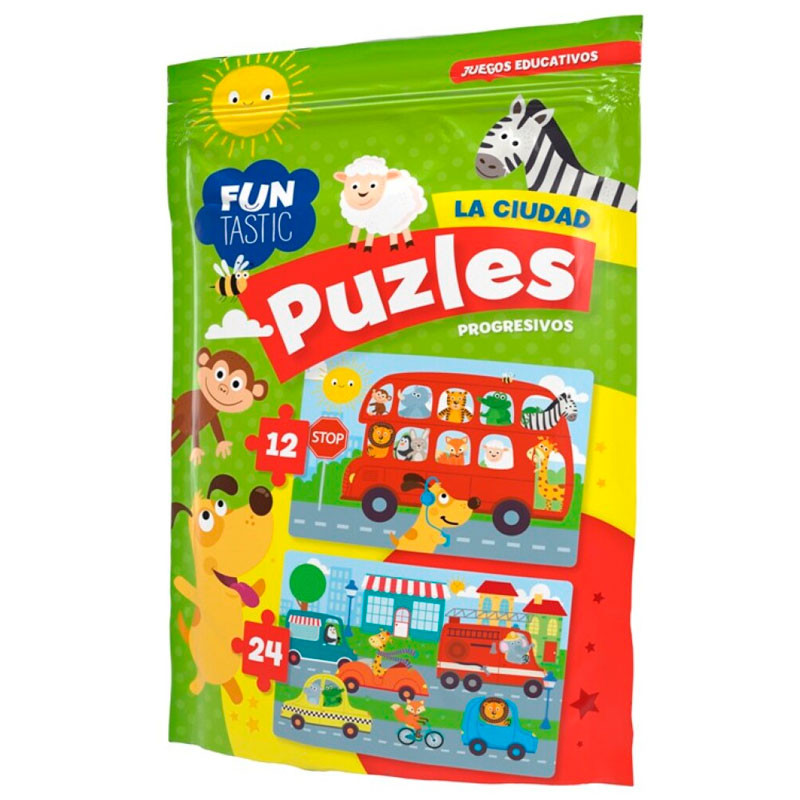 Bolsa 2 puzzles progresivos 12/24 piezas - La Cuidad