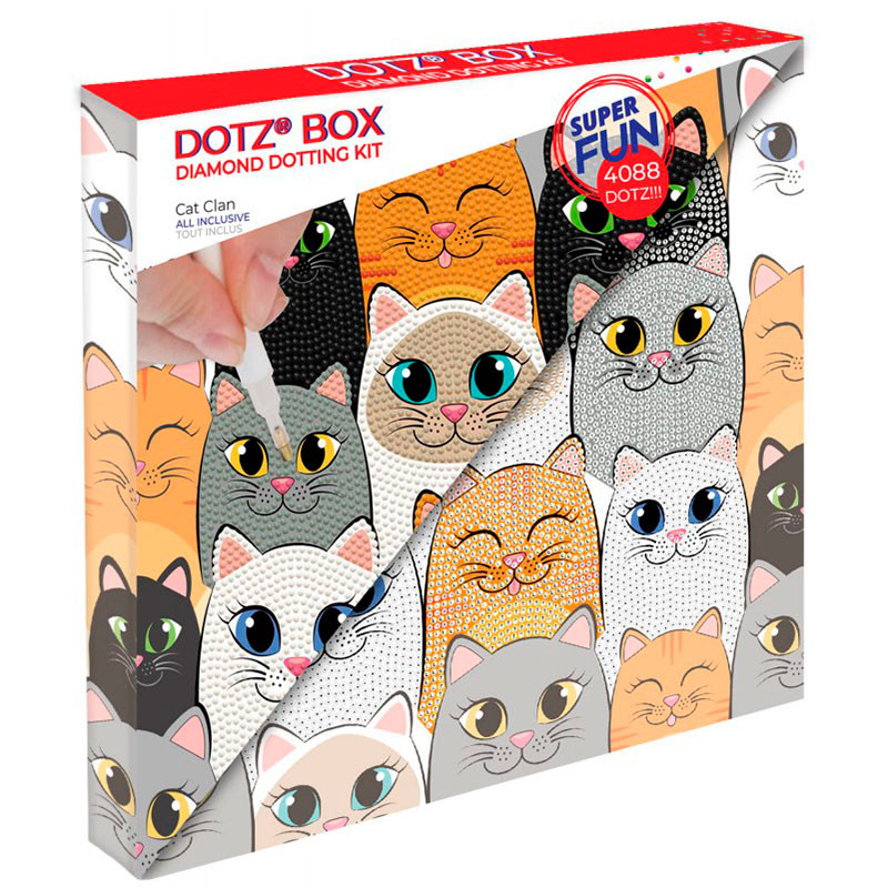 Set completo de manualidades - Pintar con diamantes DOTZ BOX Cat Clan