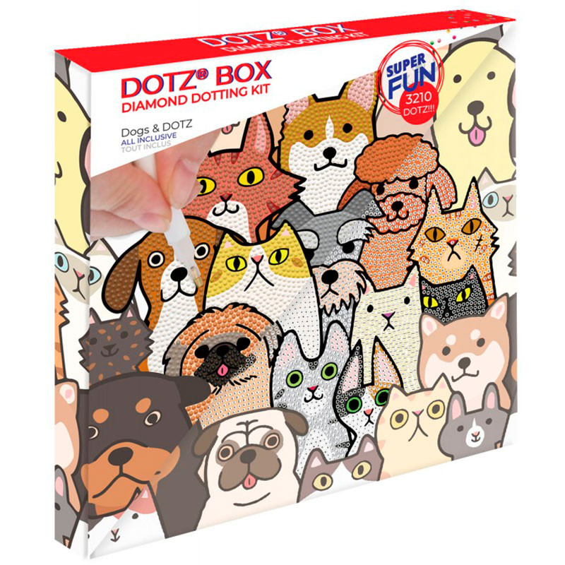 Set completo de manualidades - Pintar con diamantes DOTZ BOX Perros y Gatos