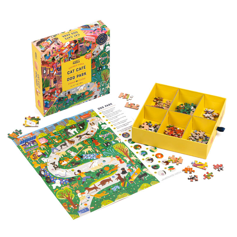 Puzzle de 500 piezas CAT CAFÉ & DOG PARK ( Doble cara )