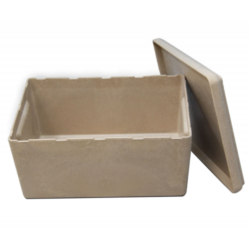 Caixa de magatzematge amb tapa de fusta reciclada RE-Wood® en color natural (25 x 18 x 11.5 cm)