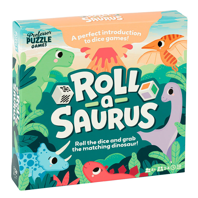 Roll a Saurus - Joc de taula infantil de reconeixement de patrons per a 2-4 jugadors