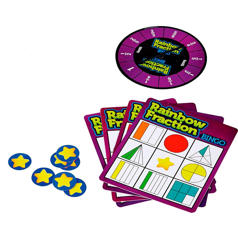 Bingo de Fracciones y Porcentajes  Arco Iris - Rainbow Fraction para 2-4 jugadores