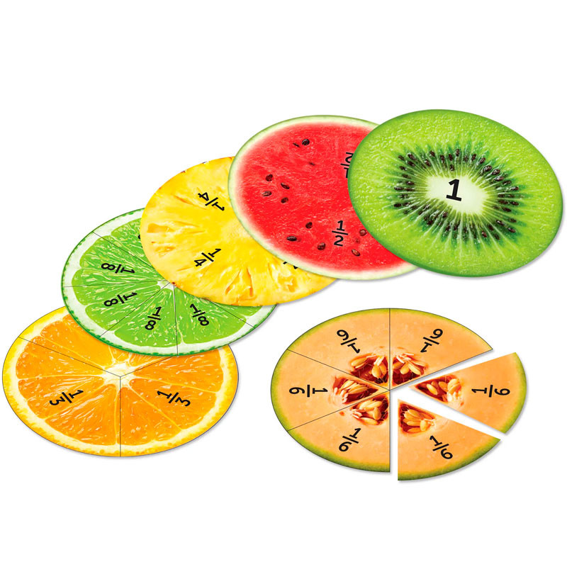 Fraciones Magnéticas de Frutas - Set de 6 frutas de 20 cm de diámetro para el aula