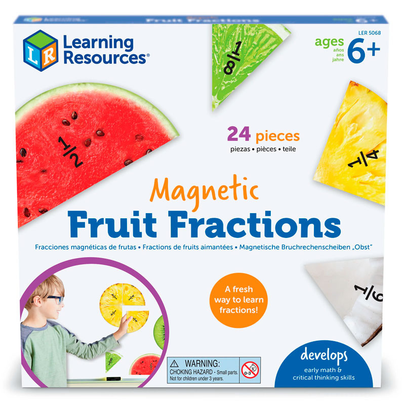 Fraciones Magnéticas de Frutas - Set de 6 frutas de 20 cm de diámetro para el aula