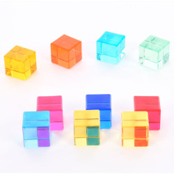 10 cubos translúcidos colores Arcoiris - 2.5 x 2.5 cm