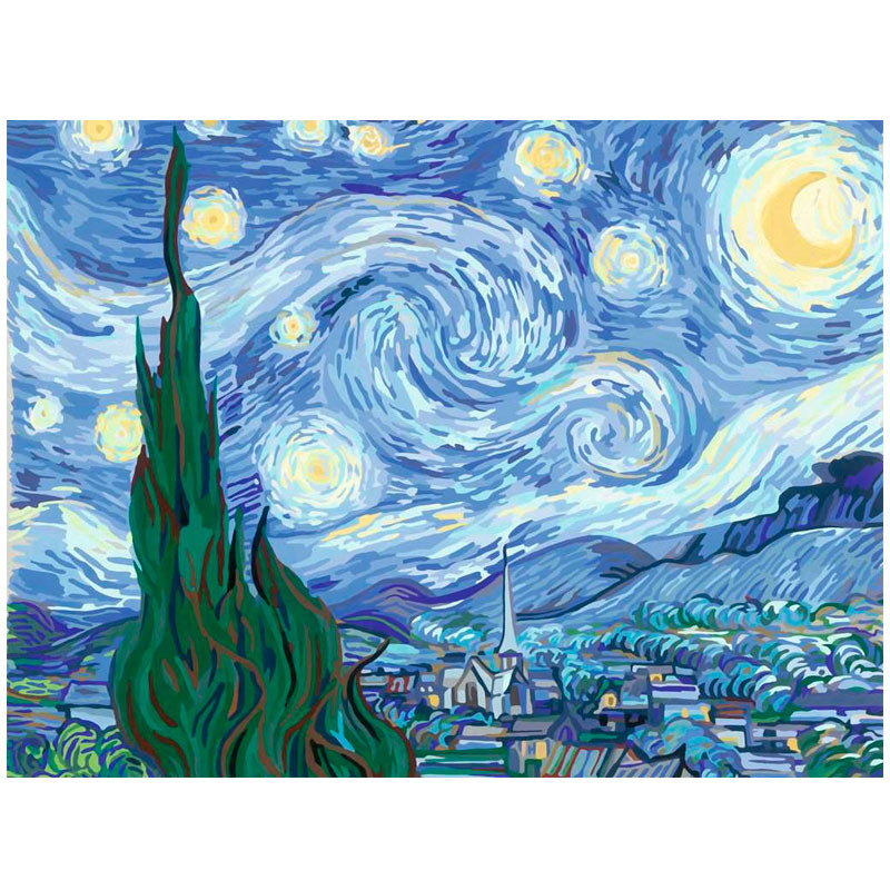 Kit para pintar por números CreArt - Art Collection La Noche Estrellada de Van Gogh