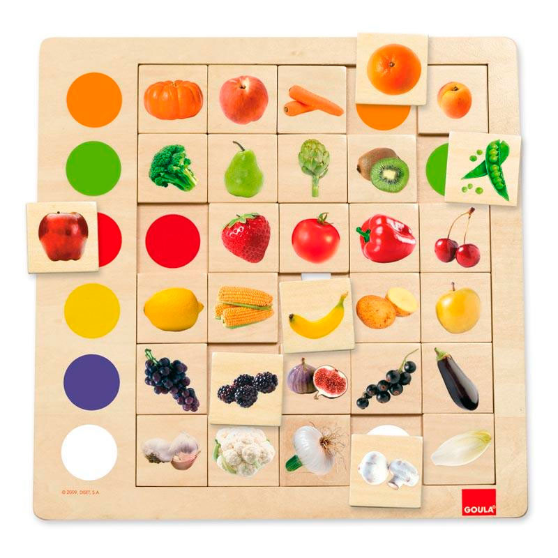 Juego de Madera de Asociación de Colores con Frutas y Verduras