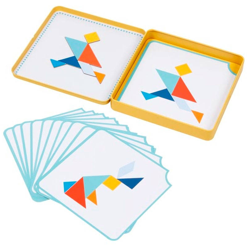 Tangram - juego magnético de viaje en lata con formas geométricas