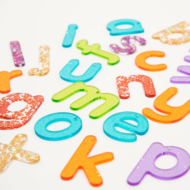 Rainbow Glitter Letters - Letras acrílicas de colores Arcoíris con purpurina - minúsculas