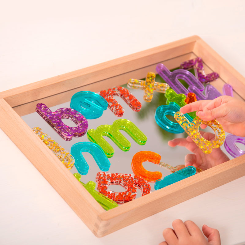 Rainbow Glitter Letters - Lletres acríliques de colors amb purpurina - minúscules