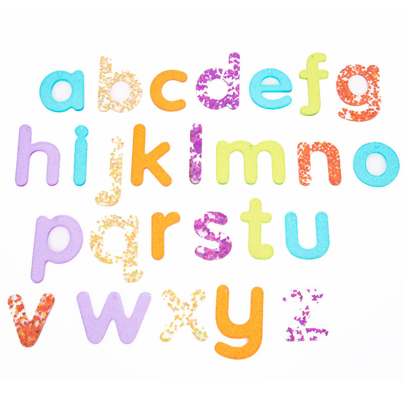 Rainbow Glitter Letters - Lletres acríliques de colors amb purpurina - minúscules