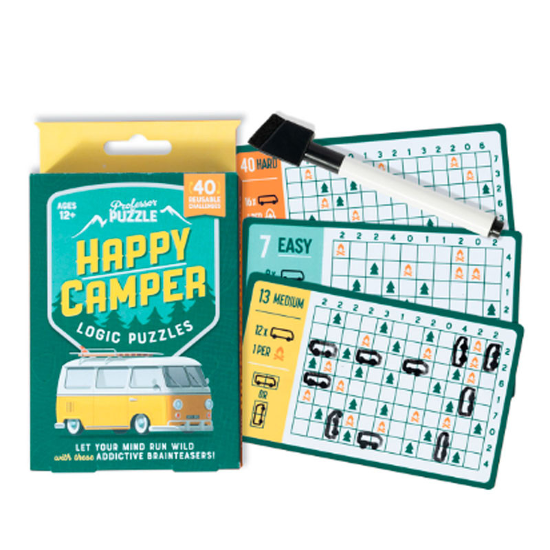 Happy Camper Logic Puzles - targetes amb reptes reutilitzables per a 1 jugador