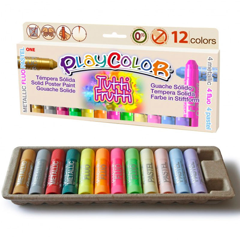 Caixa assortit 12 PlayColor TUTTI FRUTTI One 10g - Témpera sòlida