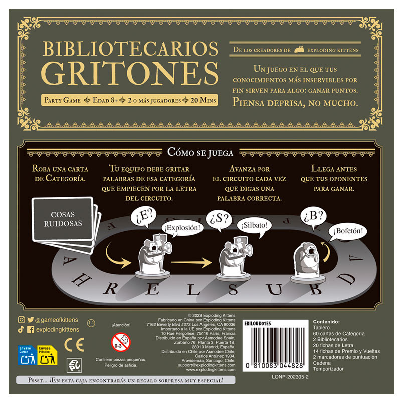 Blibliotecarios Gritones - despiadado Party Game de gritar palabras