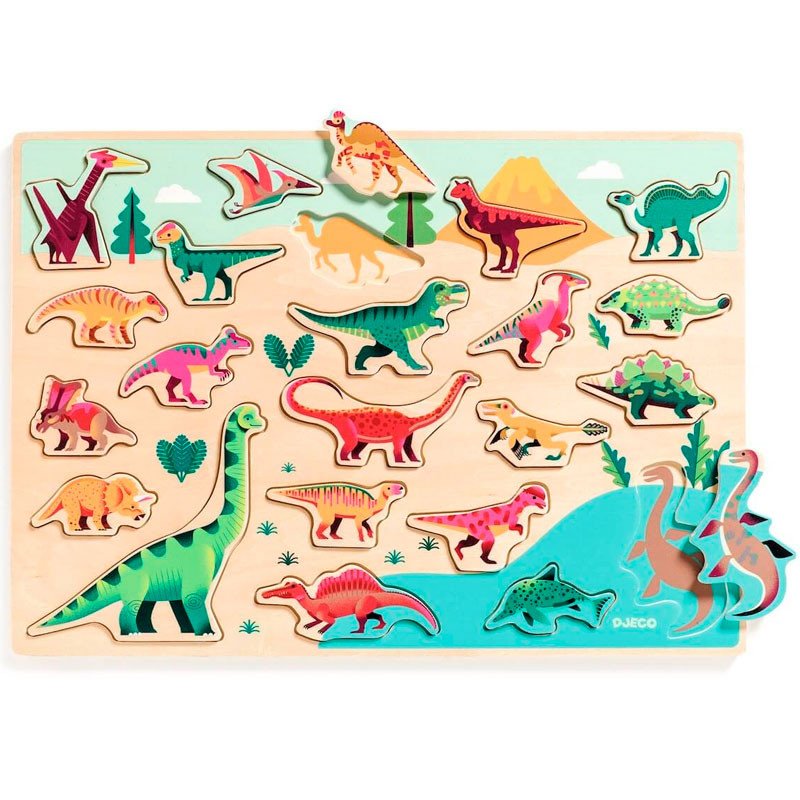 Puzzle encajable de madera Dinosaurios - Puzzlo Dino