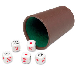 Cubilete Forrado con dados de Póker - Casino Dice