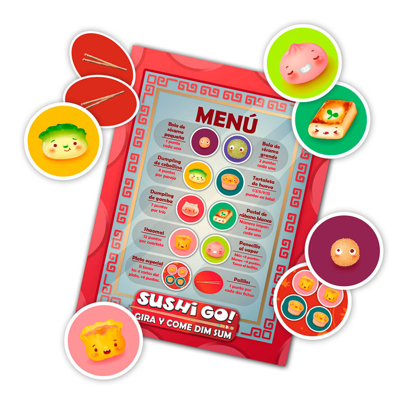 Sushi Go! Gira y Come DIM SUM - Juego cartas de estratégia y probabilidad