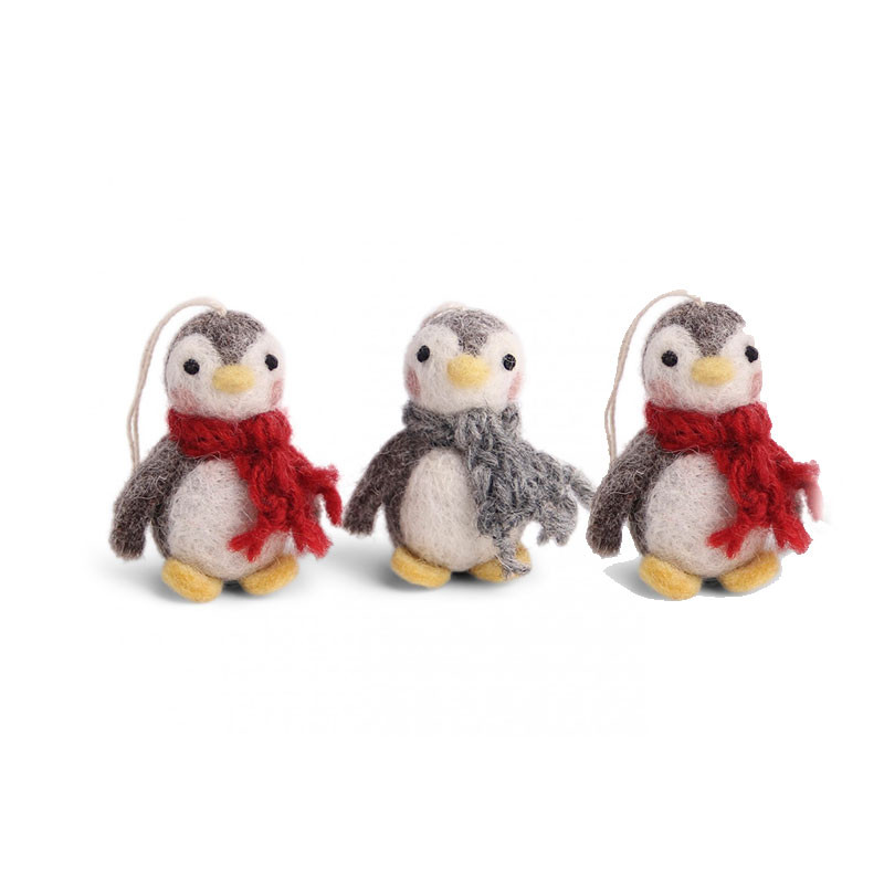 3 Pingüinos Bebé de Fieltro para colgar - Decoración Navideña Gry&Sif