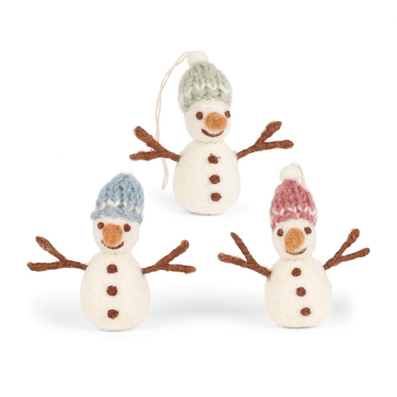 3 Muñecos de Nieve de Fieltro para colgar - Decoración Navideña Gry&Sif