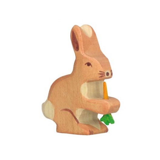 Liebre con zanahoria - animal de madera
