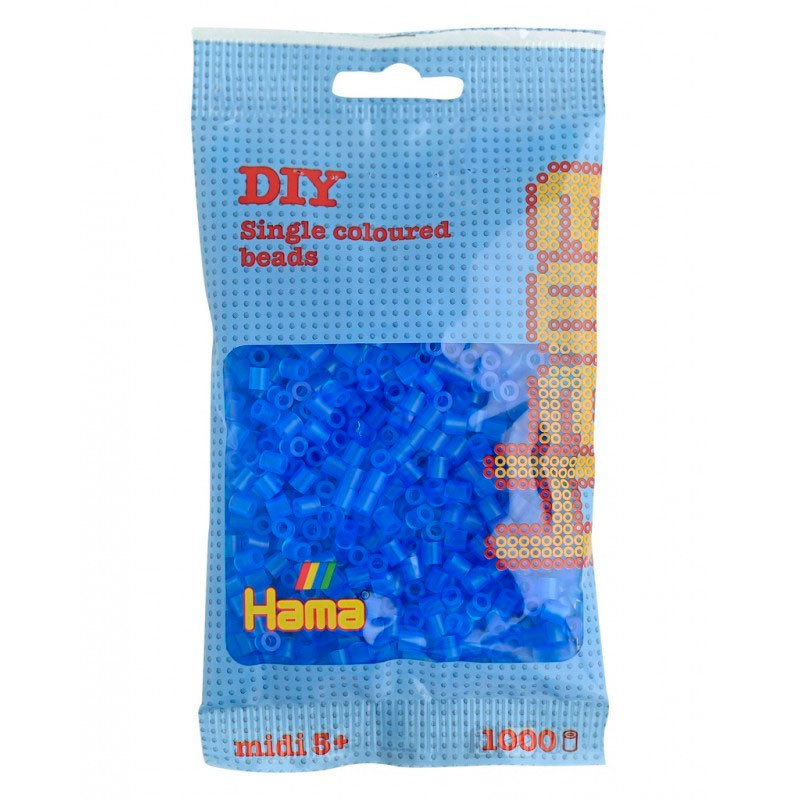 1000 perles Hama MIDI de color blau traslluït (bossa)