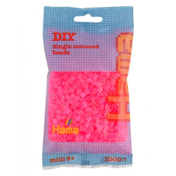 1000 perlas Hama MIDI colores transparentes fucsia neón (bolsa) 207-32